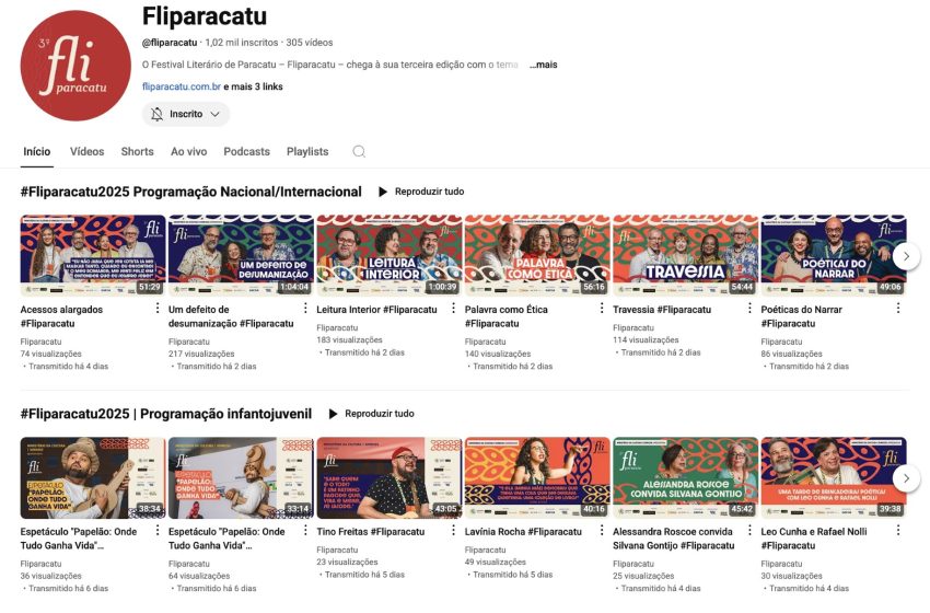 Debates da 3ª edição do Fliparacatu estão disponíveis no YouTube do festival