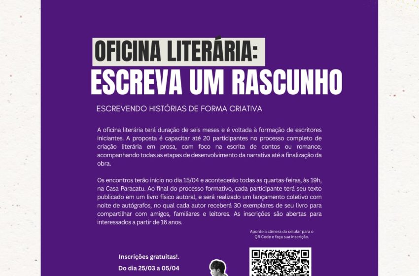 Oficina literária “Escreva Um Rascunho” abre inscrições para formação de novos escritores em Paracatu